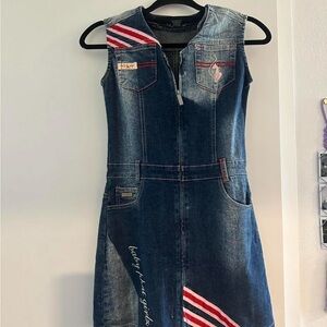 Baby Phat Denim Dress with Red and White Accents